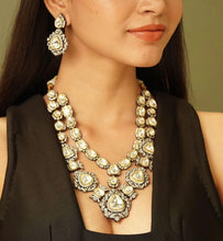Load image into Gallery viewer, Uncut Victorian American Diamond Premium Statement Necklace set with Maangtikka
