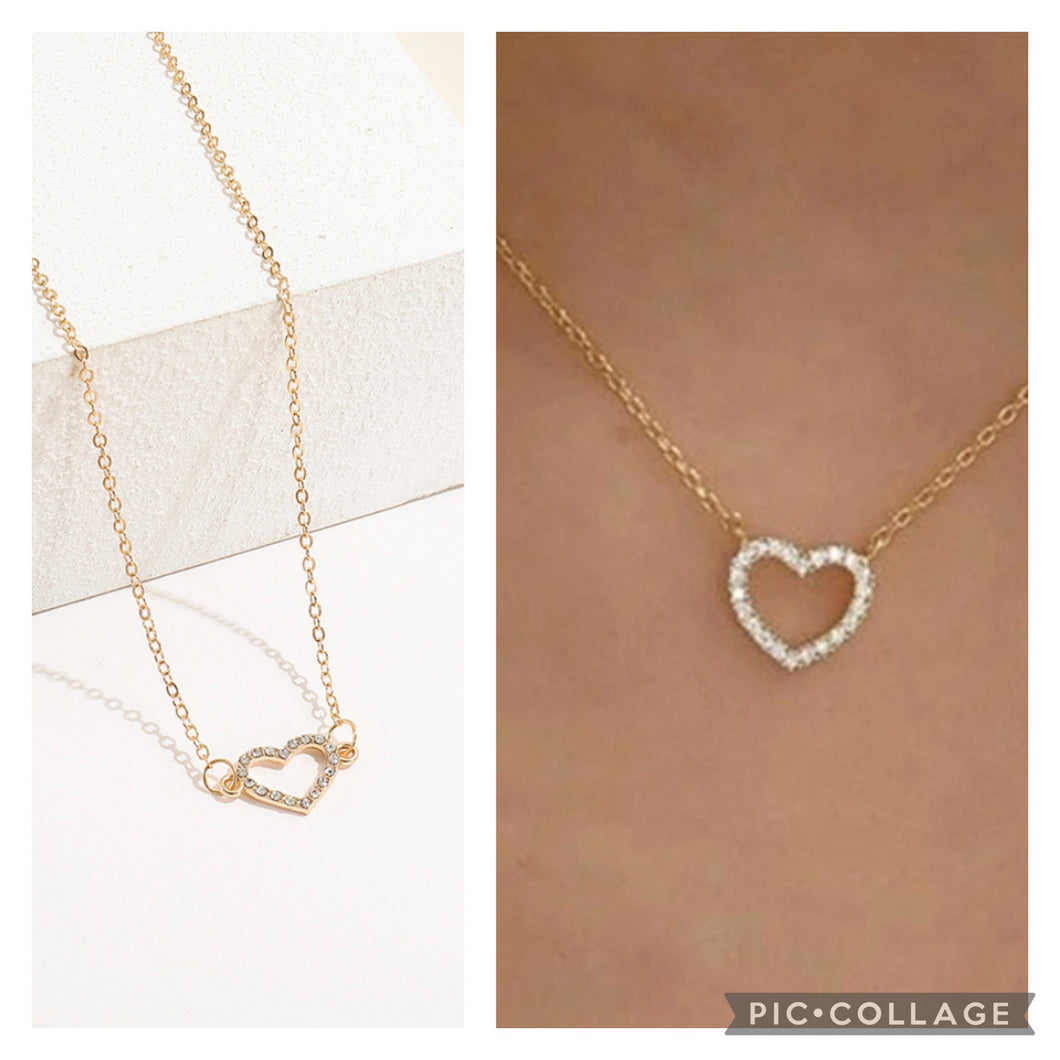 Heart cz rhinestone Necklace pendant Valentine IDW
