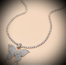 Load image into Gallery viewer, Butterfly White Stone Rhinestone Necklace IDW
