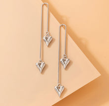 Load image into Gallery viewer, Valentine Silver Heart Long Dangling Earrings IDW
