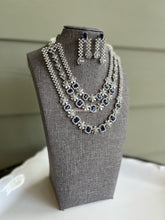 Load image into Gallery viewer, American Diamond cz Long Royal Blue Layered Necklace set
