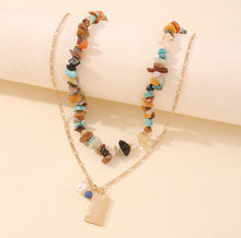 Load image into Gallery viewer, Natural Stone Two Layer necklace with beads IDW
