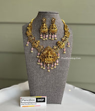 Load image into Gallery viewer, Lakshmi ji Pink Ruby Beads Real kemp stone  Statement  Designer Necklace set
