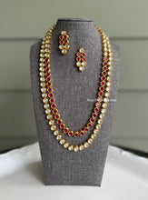 Load image into Gallery viewer, Ruby kundan Two layer Long Back side Meenakari Necklace set
