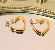 Load image into Gallery viewer, 18k gold plated Stainless Steel Heart Hoop earrings IDW
