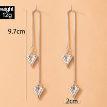 Load image into Gallery viewer, Valentine Silver Heart Long Dangling Earrings IDW
