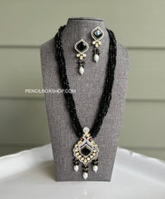 Load image into Gallery viewer, Long Hydro Beads American Diamond Necklace set
