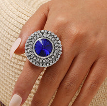 Load image into Gallery viewer, Rhinestone Diamond round opening Adjustable Ring IDW
