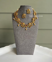 Load image into Gallery viewer, Elephant Matte Finish Multicolor stone kemp stone Temple Necklace set
