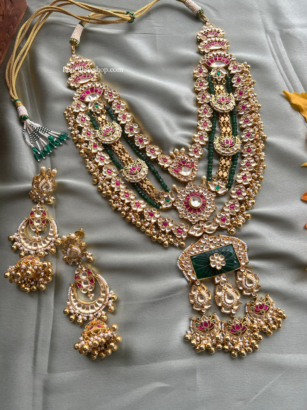Exclusive Pachi Kundan Bridal Designer Premium piece necklace set