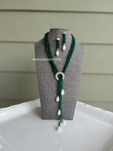 Load image into Gallery viewer, Long Pearl Hydro Beads American Diamond Necklace set
