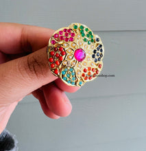 Load image into Gallery viewer, Jadau Multicolor Kundan Adjustable Ring

