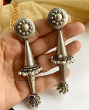 Load image into Gallery viewer, Silver Long Pearl Drop German Silver Earrings
