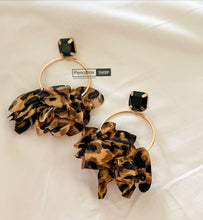 Load image into Gallery viewer, Animal Print Fabric Ruffled Long Statement earrings IDW
