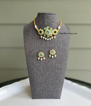 Load image into Gallery viewer, Jadau Polki Glass Stone Choker Necklace set

