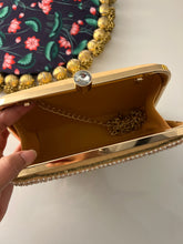 Load image into Gallery viewer, Mirror Peach Embroidery Ethnic clutch for women with chain
