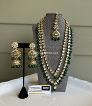 Load image into Gallery viewer, Two Layered Dabi kundan Long Necklace set with maangtikka
