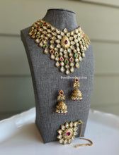 Load image into Gallery viewer, Multicolor 22k gold plated Devi Gold Tayani Premium choker Necklace set

