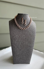 Load image into Gallery viewer, Golden Round American Diamond Look Single line  Simple Necklace set
