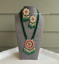 Load image into Gallery viewer, Multicolor Pachi Kundan Golden Long mala Necklace set
