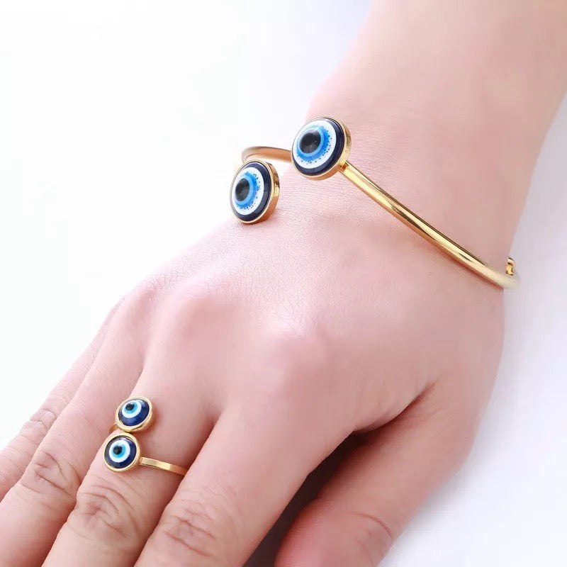 Evil eye adjustable ring for women IDW