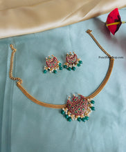 Load image into Gallery viewer, multicolor  Kemp Stone Golden Cz choker necklace set
