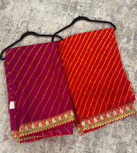 Load image into Gallery viewer, Leheriya Golden Zari Border Saree Elegant

