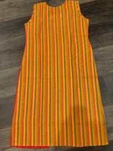Load image into Gallery viewer, Red Cotton Straight Kurti half n half stripe indian dress
