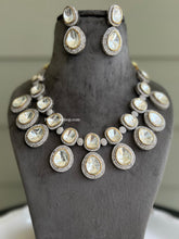 Load image into Gallery viewer, White cz uncut Stone Statement Designer Necklace set
