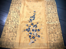 Load image into Gallery viewer, 3 pieces Mustard Golden Grey Embroidery Half n half print Chanderi  Straight suit 40 size
