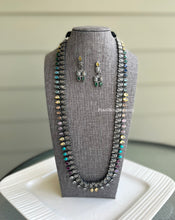 Load image into Gallery viewer, German silver Kundan Multicolor Glass Stone Long Necklace Set
