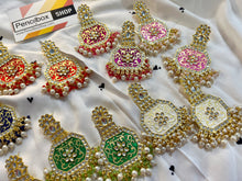 Load image into Gallery viewer, Meenakari Kundan Kajal Long dangling earrings
