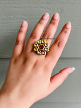 Load image into Gallery viewer, Premium quality Kundan Back side Meenakari Adjustable Ring
