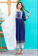 Load image into Gallery viewer, 3 pc embroidery kurta with white pant women clothing
