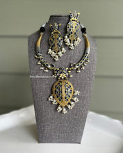 Load image into Gallery viewer, German silver Lookalike Dual tone Peacock Lotus Hasli Necklace set

