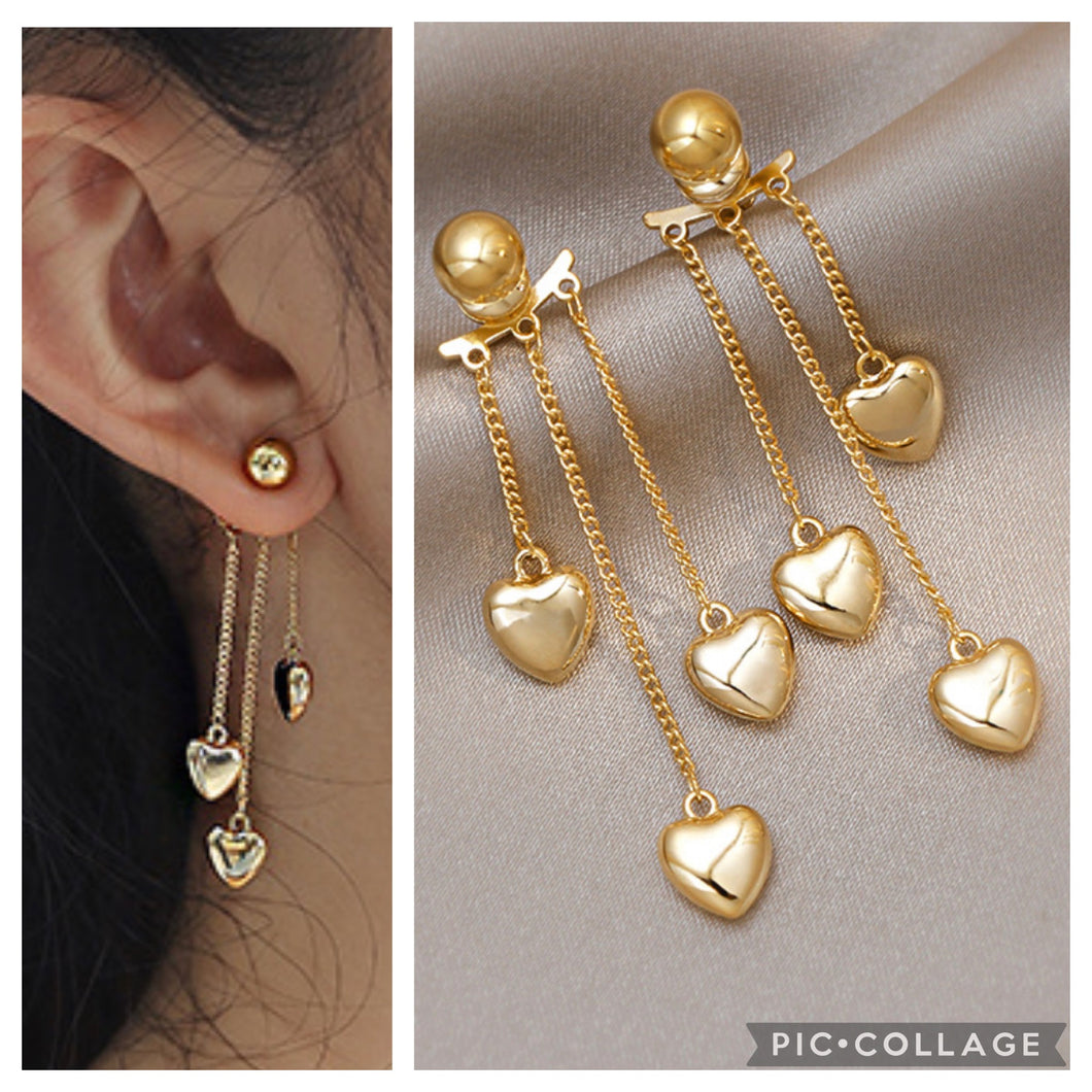 Valentine Golden Three layer Heart Earrings IDW