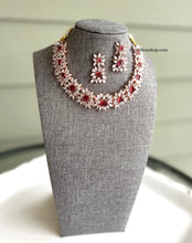 Load image into Gallery viewer, American Diamond Rose Gold Ruby Elegant Necklace set
