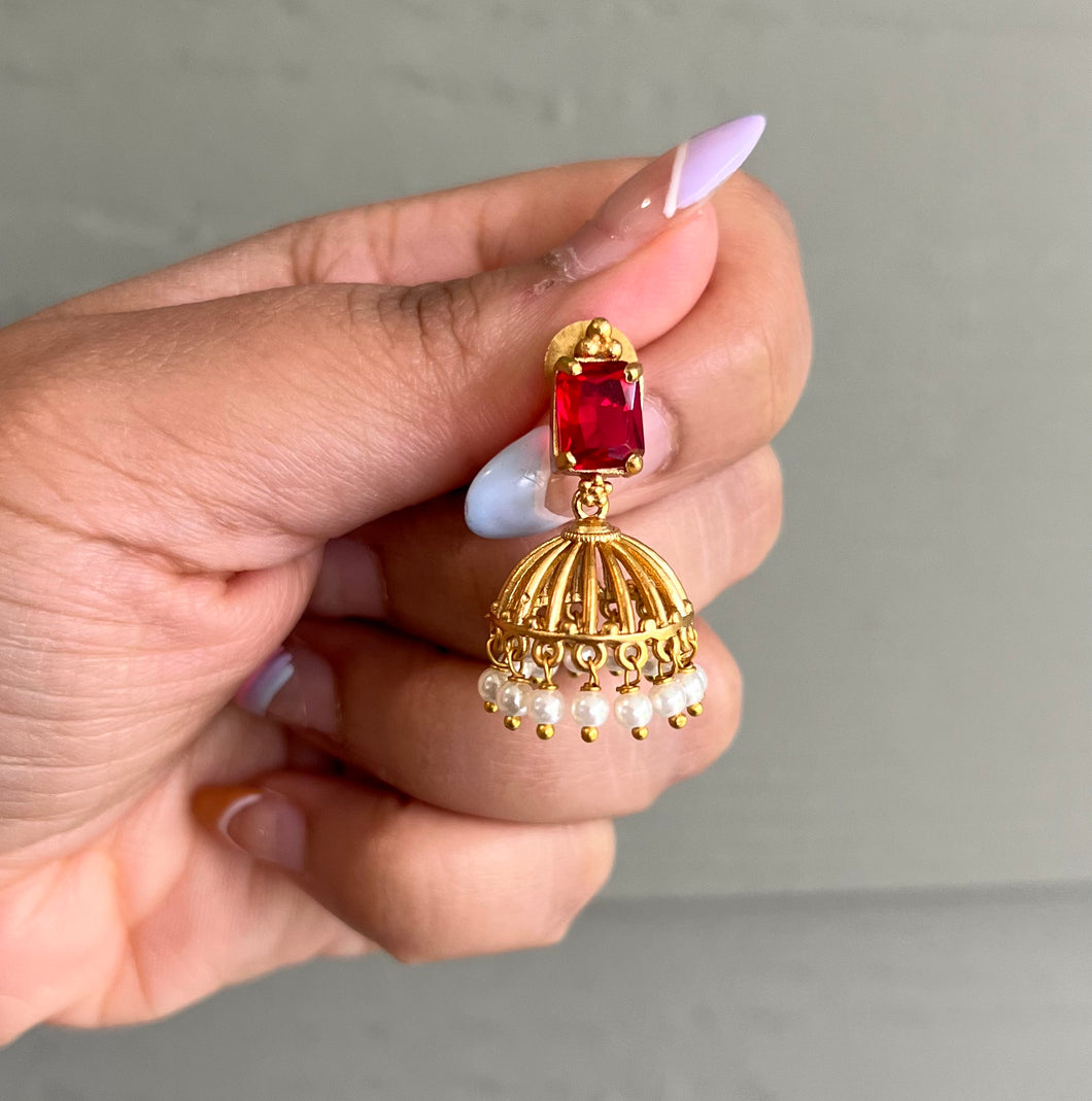 Gold matte finish Jhumka Earrings