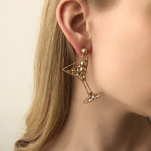 Load image into Gallery viewer, Champagne color wine Rhinestone pearl Wine glass earrings IDW
