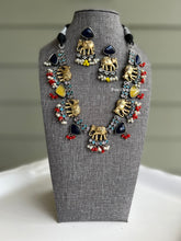 Load image into Gallery viewer, Dual Tone Elephant German silver Lookalike Multicolor beads hasli Necklace set

