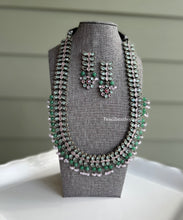 Load image into Gallery viewer, German Silver Mint Pink Long Short Wide Necklace Set
