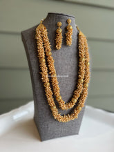 Load image into Gallery viewer, White pearl golden double layer Mala Necklace set
