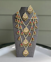 Load image into Gallery viewer, Exclusive Three Layered Pachi Kundan Maharani Necklace set
