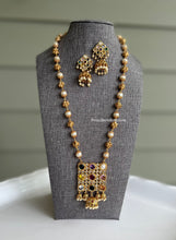 Load image into Gallery viewer, Multicolor Navratna Stone Long 20 inch Statement Necklace set
