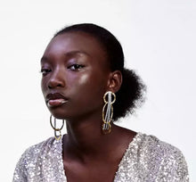 Load image into Gallery viewer, Golden silver tassel Long Modern sleek earrings for women IDW
