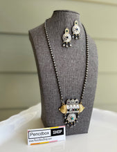 Load image into Gallery viewer, German Silver Stone Long Ghunghroo necklace set
