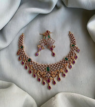 Load image into Gallery viewer, Multicolor kemp Stone Necklace set  temple jewelry
