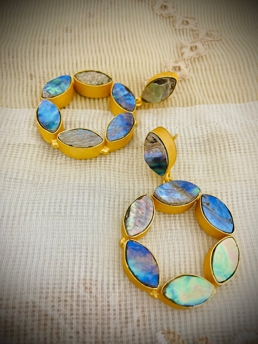 Druzy Blue Natural Stone Brass earrings