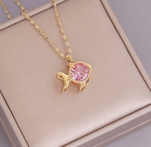 Load image into Gallery viewer, 18k gold plated Stainless steel Fish Pendant necklace with long chain IDW
