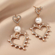 Load image into Gallery viewer, Heart White pearl Dangling Earrings IDW
